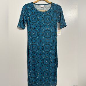 LuLaRoe Julia Dress Aztec Teal NWT - XS